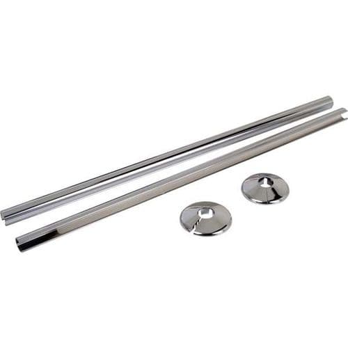 Snappit 15mm Chrome Radiator Pipe fixing Set Pair Pipe 200mm and Rosette 92.0002
