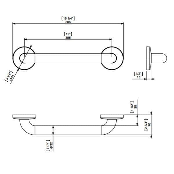 Sonia Safety Bar Brushed Stainless Steel 30cm 118151