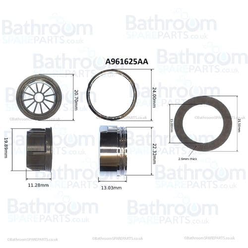Sottini Lambro Neostrahl M24 Male nozzle & plastic insert - Chrome A961625AA