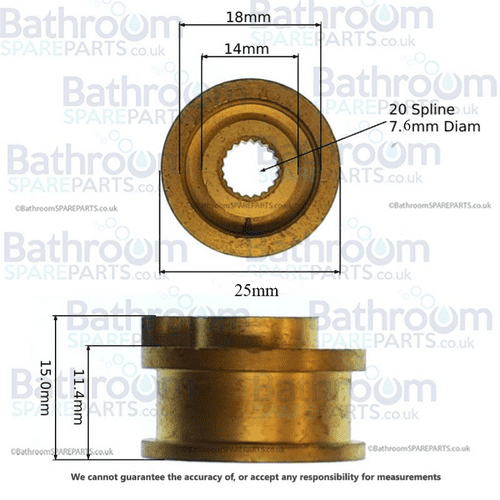 Tap Head Carrier Brass 25mm 20 teeth 7.6mm Spline BSP2033005