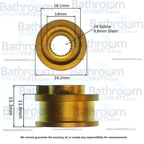 Tap Head Carrier Brass 25mm 24 teeth  9.6mm Spline BSP303006