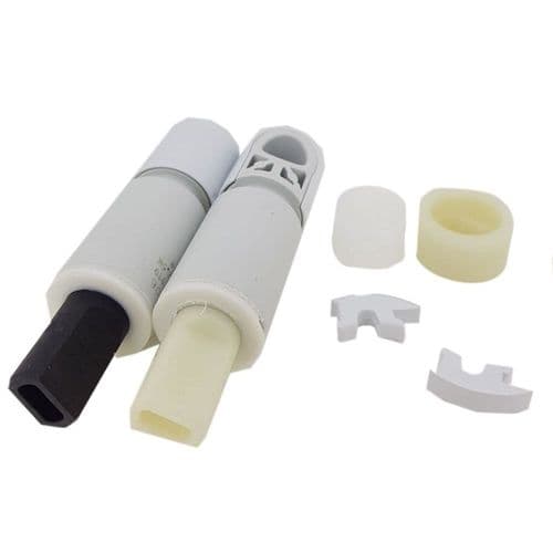 Toilet Seat Soft Close Damper Cylinder Set (Stainless Steel Caps) 409208 + 409205