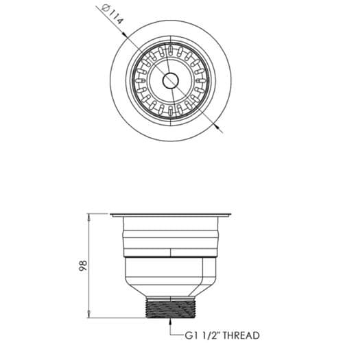 TOP-FIX Kitchen Strainer without Overflow Chrome TFIXK8