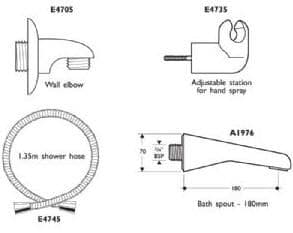 Trevi Compact Shower Kit Wall Elbow E4705AA