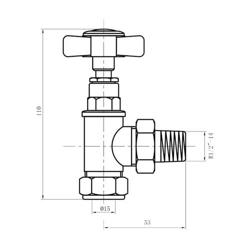 Ultima Traditional 15mm Angled Radiator Valve  ULRV-40-0505