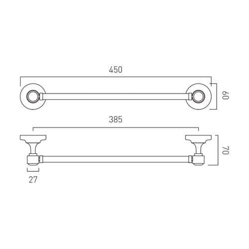Vado Axbridge Towel Rail 450MM - BC-AXB-184-45-BN