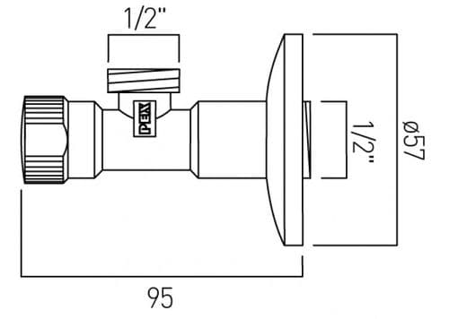 Vado Chrome Plated Mini Angle Valve 1/2" x 1/2" PEX-225-C/P