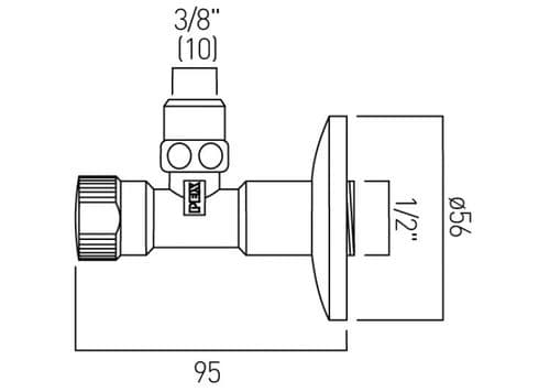 Vado Chrome Plated Mini Angle Valve Wall Mounted 1/2" x 3/8" (10mm Compression) PEX-228-C/P