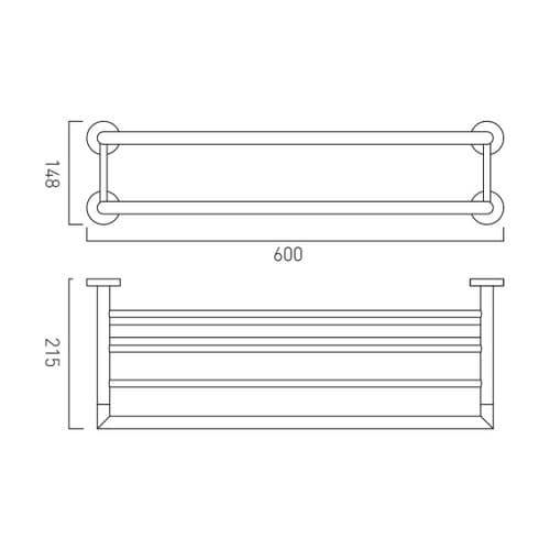 Vado Spa Shelf and Towel Rail Bronze 600mm - IND-SPA185B-BRZ