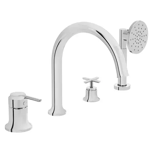 Vitra Origin Classic Deck-Mounted Bath Mixer With Hand Shower Chrome A42900
