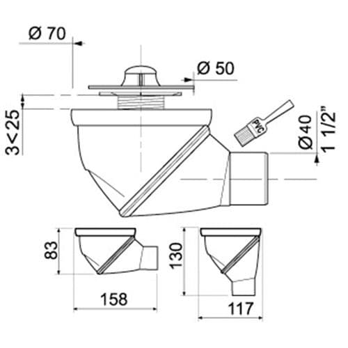 Wirquin James 50mm Chrome Plated Shower Waste with Solvent Weld Outlet 30717266