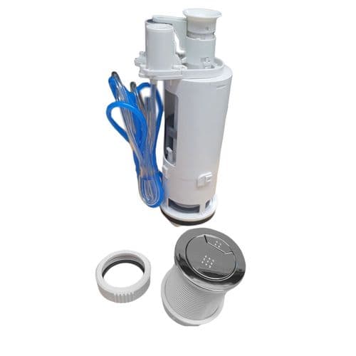 Wirquin Kayla Pneumatic Dual Flush Valve with Kara 50/72mm chrome dual flush Button DVA0500