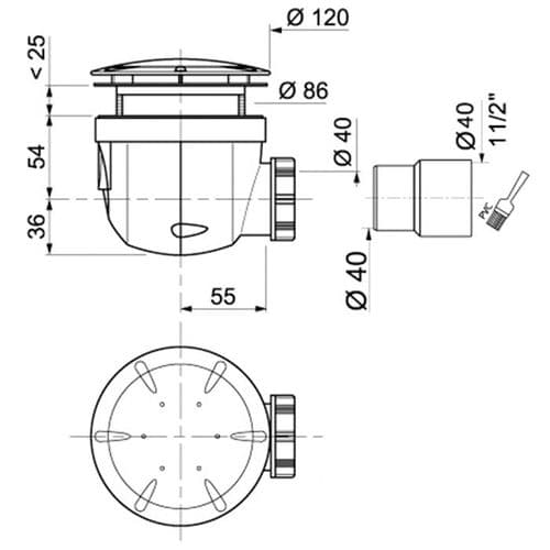 Wirquin Macdee Twisto 90mm  Bottom Section Shower Waste 30719959