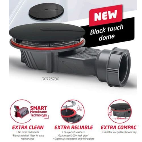 Wirquin Slim+ 90mm Black Touch Dome ABS Dome 30723786