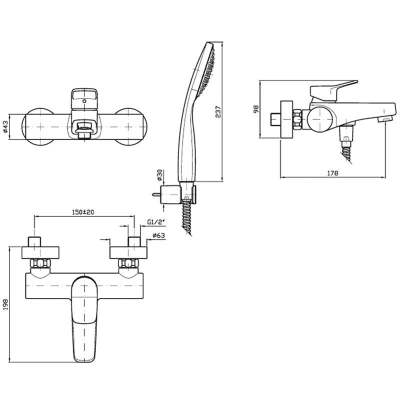 Zucchetti Brim Exposed Single Lever BathShower Mixer ZBR103 Spare Parts