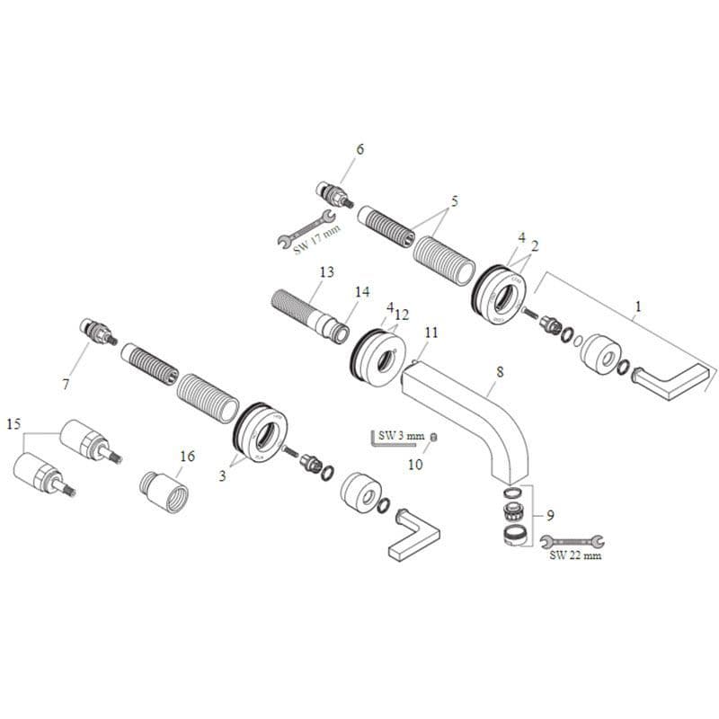 Hansgrohe Axor Citterio Wall Mounted Basin Mixer with Spout 222mm ...