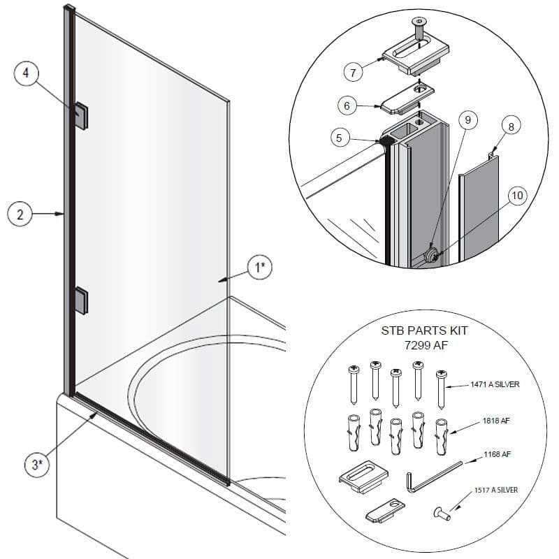Matki Eleganza STB Bath Screen Spare Parts (2013+)