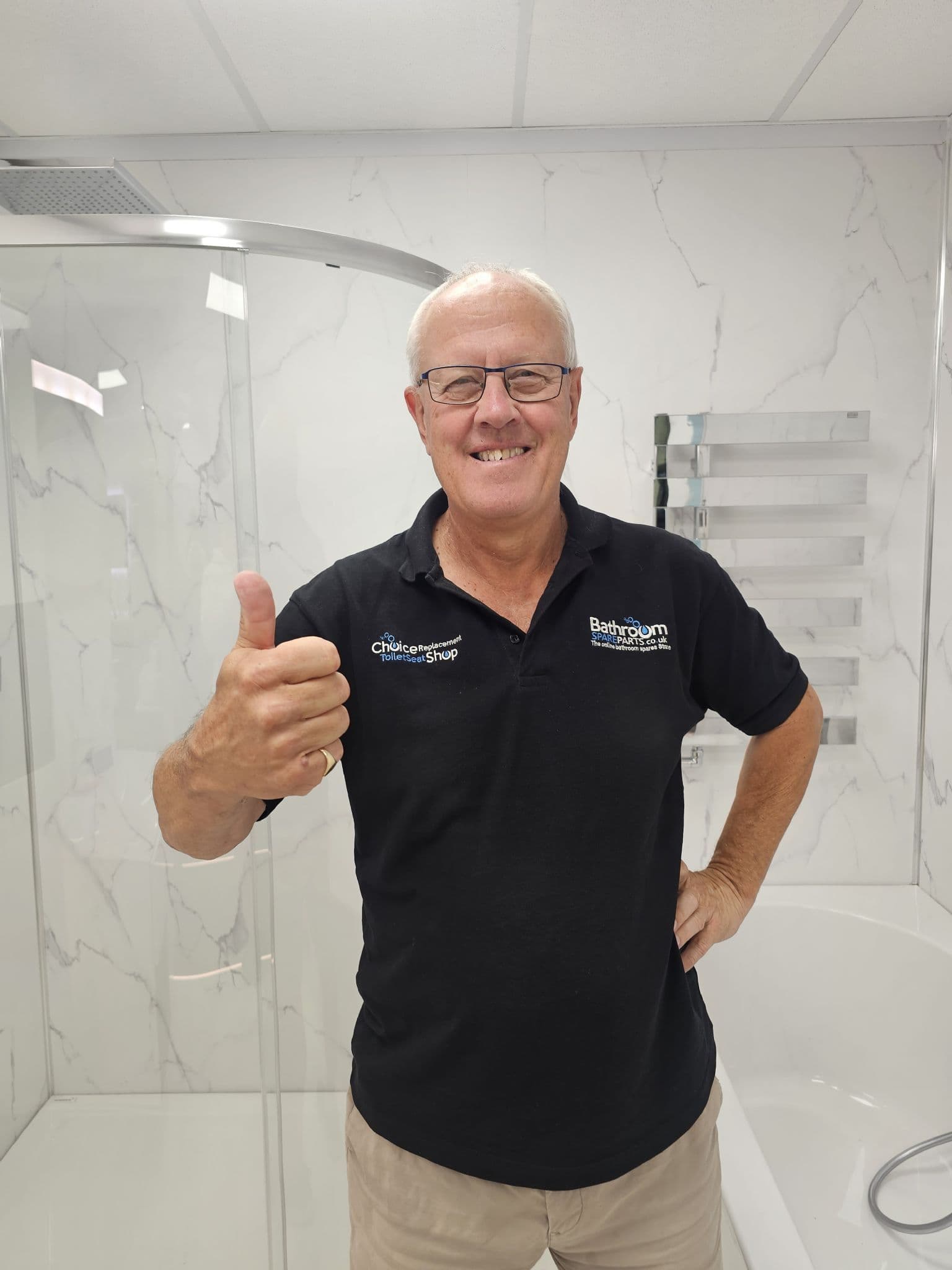 Tony behind the counter at Bathroom Spare Parts in Hoddesdon