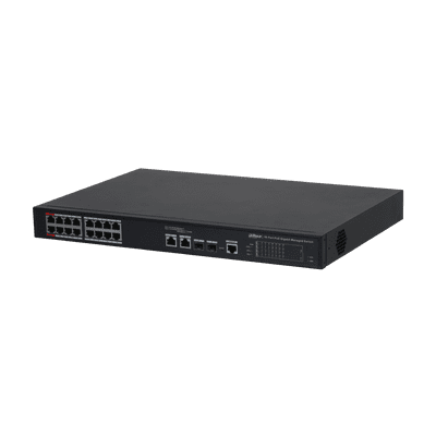 Dahua 16-Port Managed Gigabit PoE Rackmount  Switch, 2 x 90W POE ports, 2 GB Uplink Combo Ports