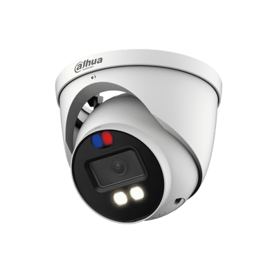 Dahua TiOC 5MP CVI Turret, Active Deterrent,  40M white light, 2.8mm lens, mic, GREY