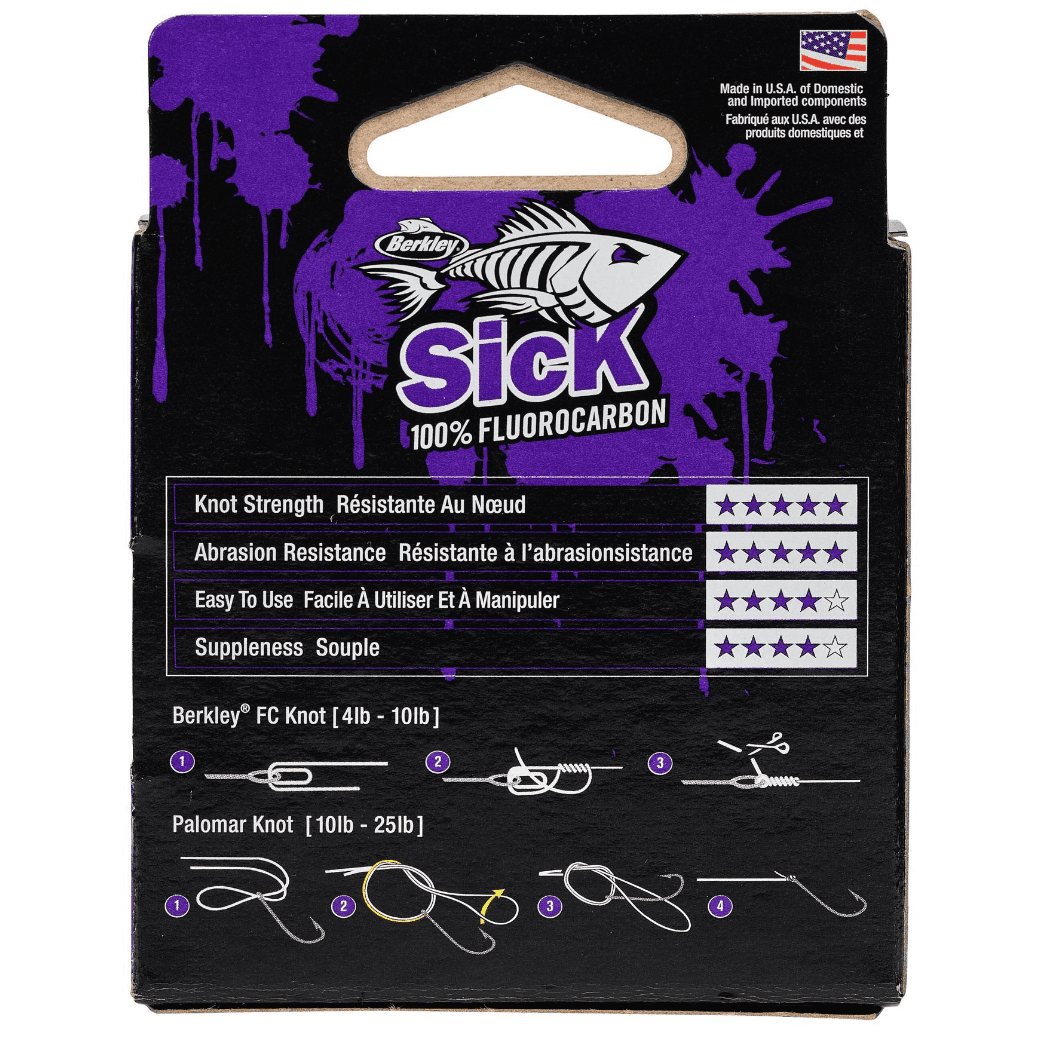 Berkley Sick 100% Fluorocarbone – Fil De Pêche Spécial Brochet, Perche, Saumon – 50m Transparent – Très Discrèt