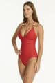 Sea Level Caracus Longline Halter Swimsuit - Spice Red