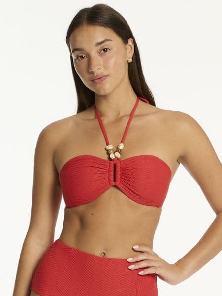 Sea Level Caracus Ring Bandeau Bikini Top - Spice Red