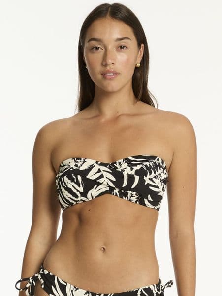 Sea Level Jungle Book Twist Bandeau Bikini Top - Black