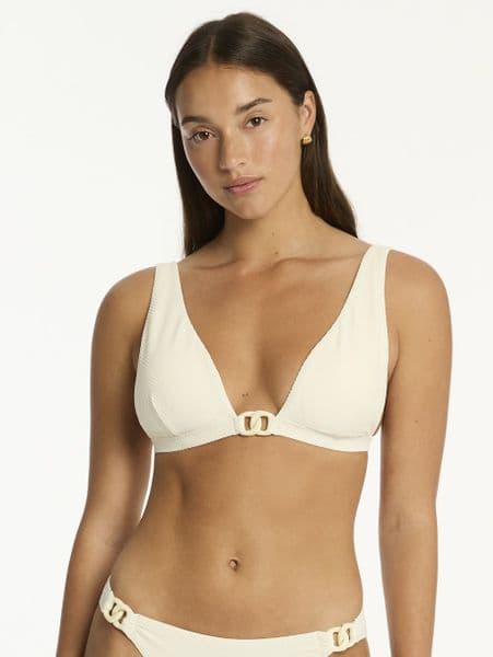 Sea Level Nautique Chain Link Longline Tri Bikini Top - Coconut