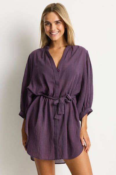 Sea Level Salt Boho Beach Shirt - Blackberry