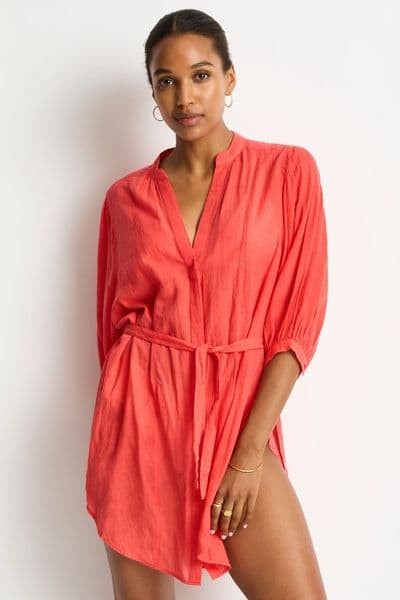 Sea Level Salt Boho Beach Shirt - Red