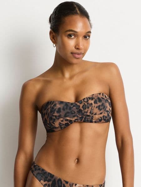 Sea Level Savanna Twist Bandeau Bikini Top - Chocolate
