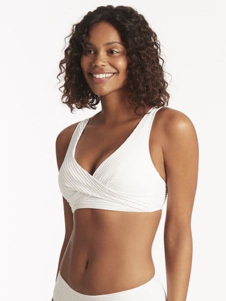 Sea Level Spinnaker Cross Front Multifit Bikini Top - White