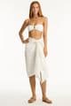 Sea Level Sunset Frayed Sarong - White