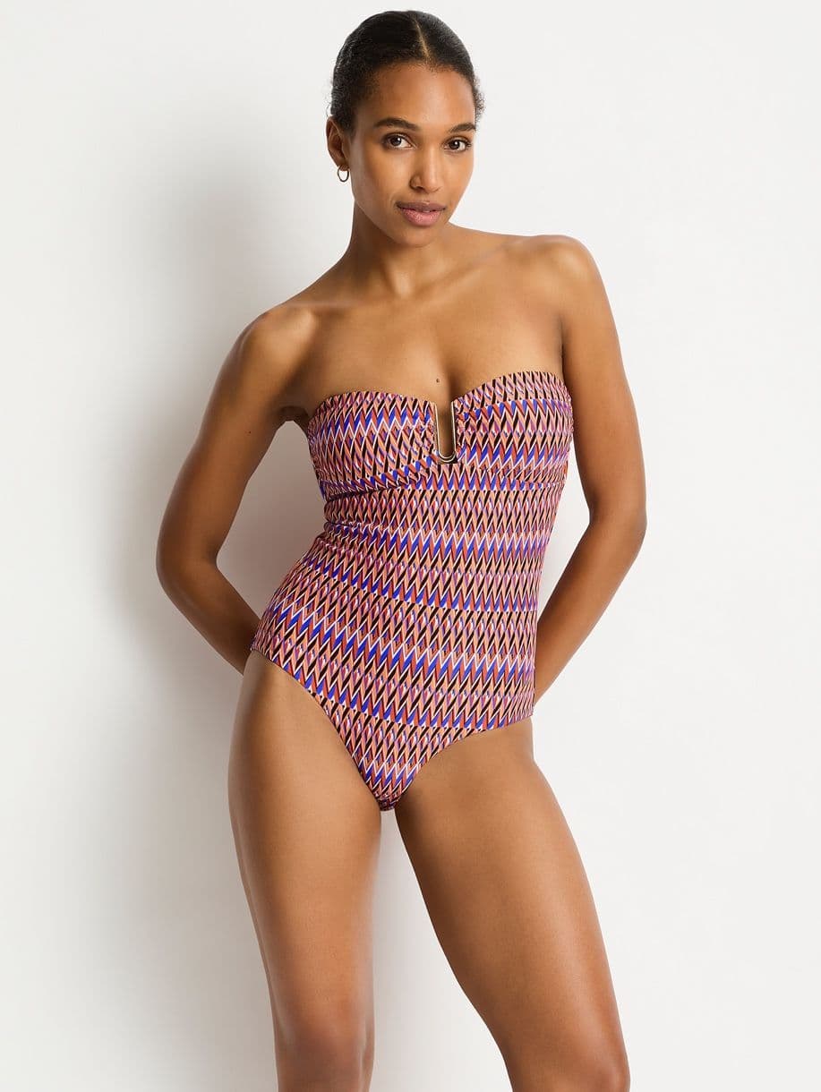 Sea Level Tessera U-Bar Bandeau Swimsuit - Blue