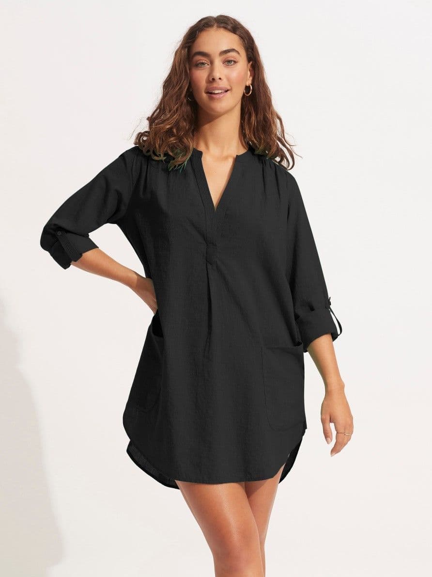 Seafolly Boyfriend Beach Shirt - Black