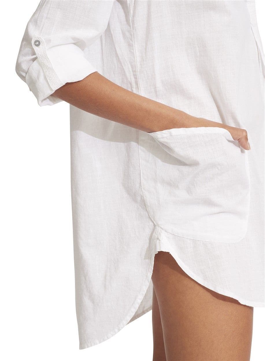 Seafolly Boyfriend Beach Shirt White