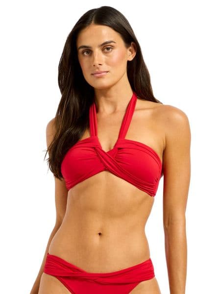 Seafolly Collective Halter Bandeau Bikini Top - Cosmo Red