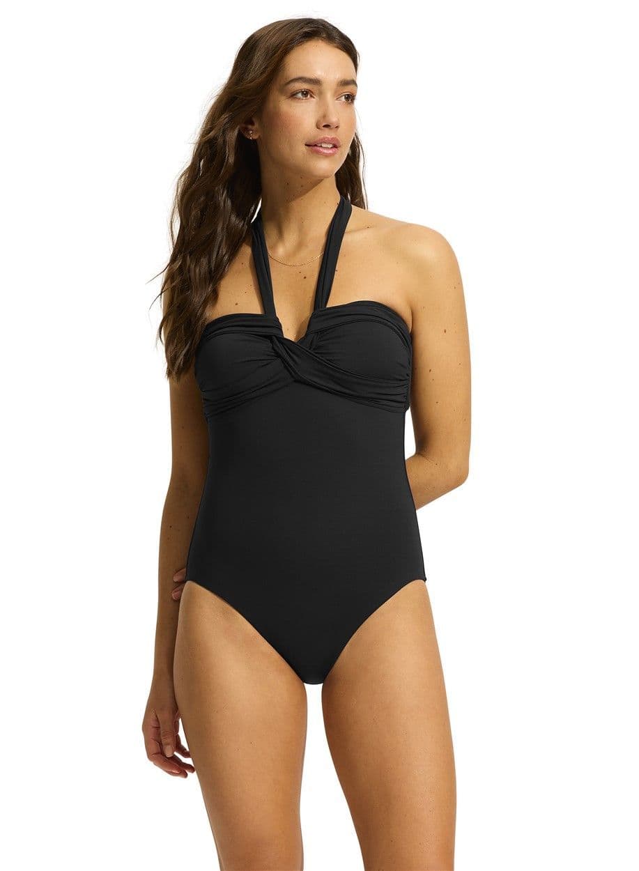 Seafolly Collective Halter Bandeau Swimsuit - Black