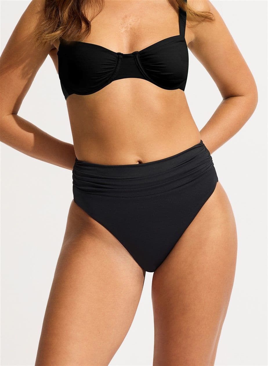 Seafolly Collective High Cut Rio Bikini Brief - Black