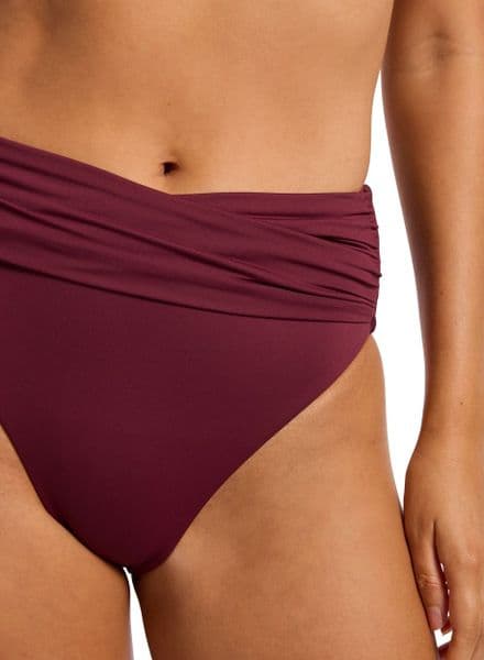 Seafolly Collective High Waist Wrap Front Bikini Brief - Dark Burgundy