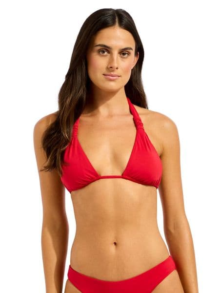 Seafolly Collective Multi Fit Longline Tri Bikini Top - Cosmo Red