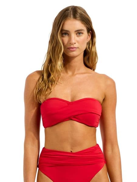 Seafolly Collective Twist Bandeau Bikini Top - Cosmo Red