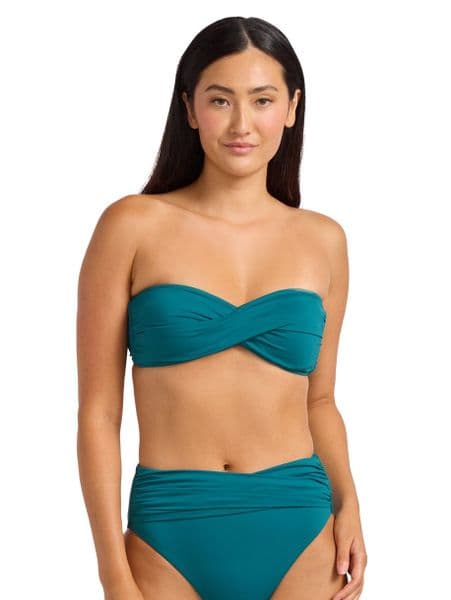 Seafolly Collective Twist Bandeau Bikini Top - Deep Teal