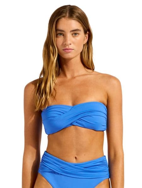 Seafolly Collective Twist Bandeau Bikini Top - Sapphire