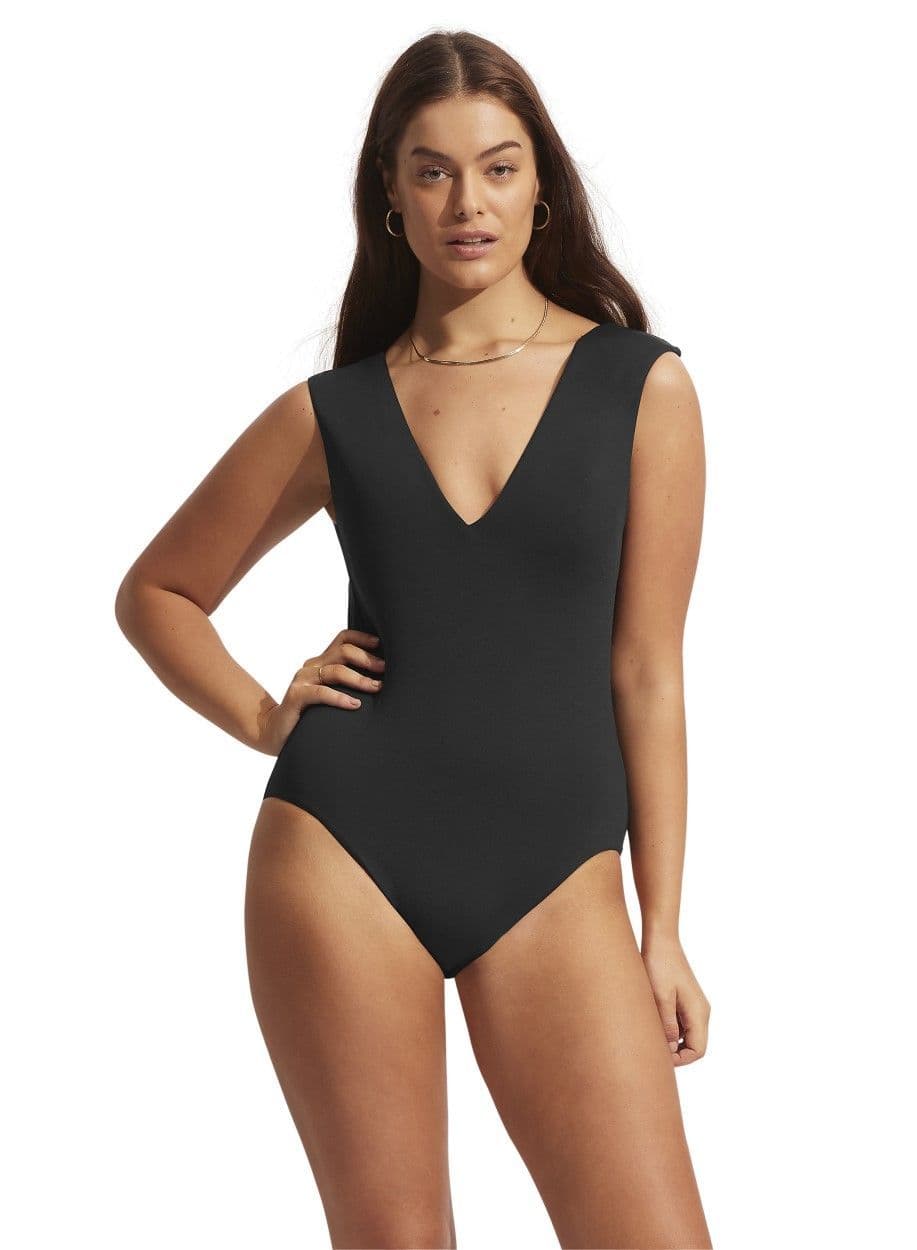 Seafolly Collective V Neck Swimsuit - Black