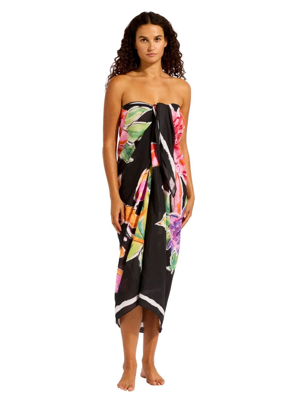 Seafolly Hot House Flowers Sarong - Black