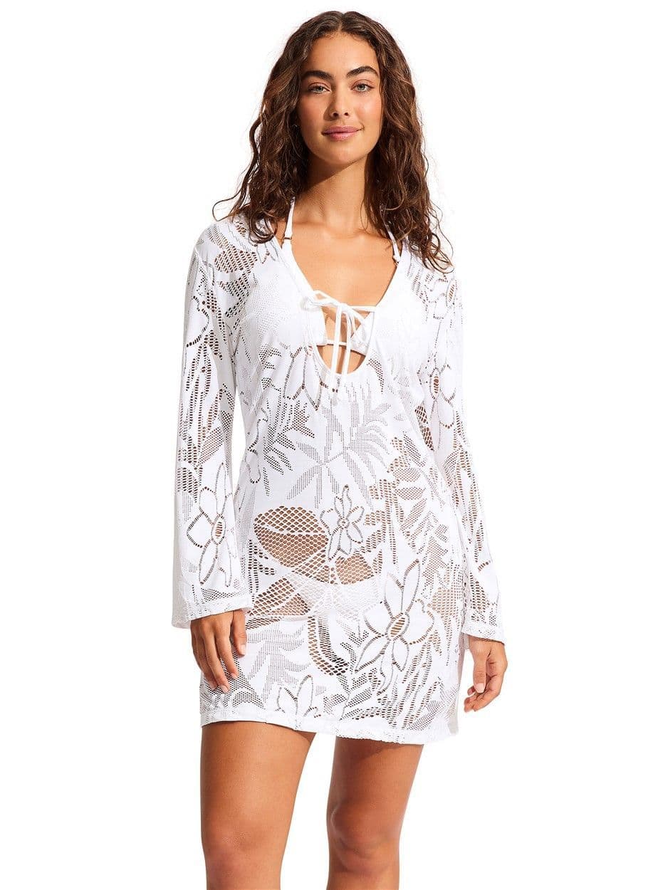 SEAFOLLY Gia Scallop KaftanシーフォリーサマードレスS SEAFOLLY Gia Scallop KaftanシーフォリーサマードレスS