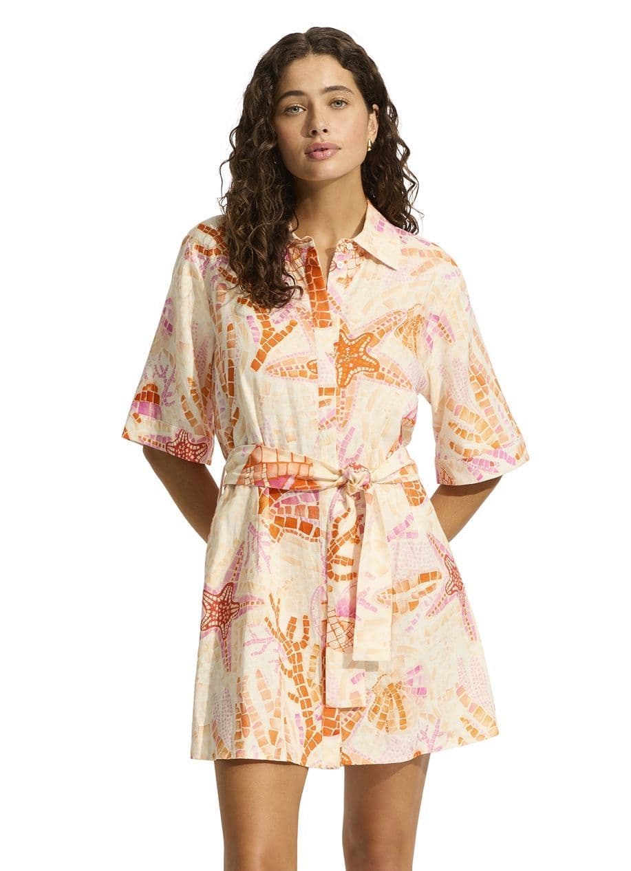 Seafolly La Mer Mini Shirt Dress - White