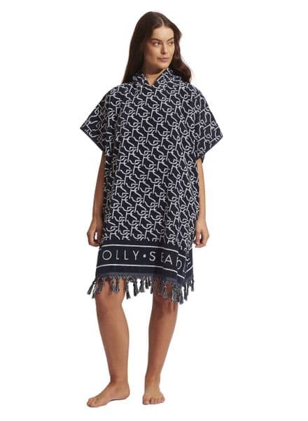 Seafolly Monogram Towel Poncho - True Navy